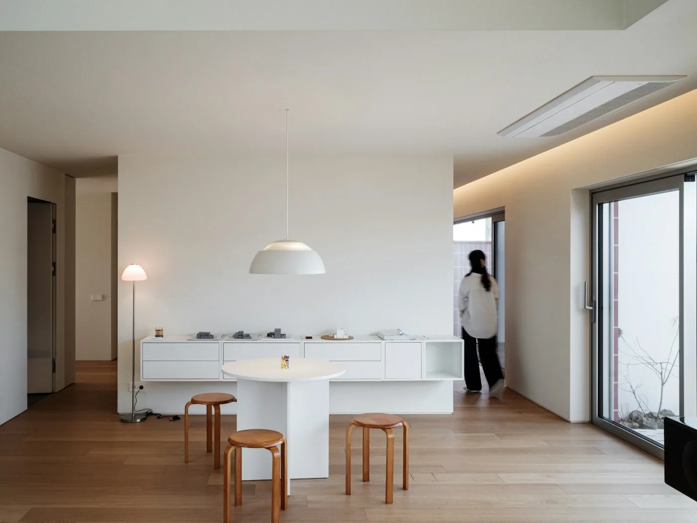Minimalist interior with warm timber elements